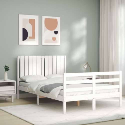 Okvir kreveta s uzglavljem bijeli 120 x 200 cm od masivnog drva - Bijela 120 x 200 cm Cijena