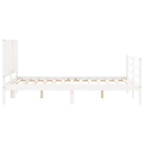 Okvir kreveta s uzglavljem bijeli 120 x 200 cm od masivnog drva - Bijela 120 x 200 cm Cijena