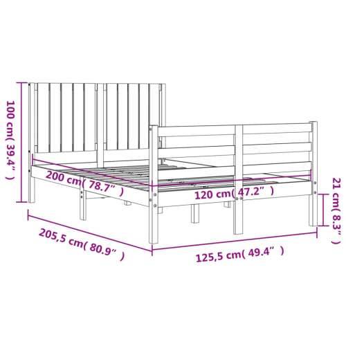 Okvir kreveta s uzglavljem bijeli 120 x 200 cm od masivnog drva - Bijela 120 x 200 cm Cijena