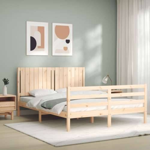 Okvir kreveta s uzglavljem 160 x 200 cm od masivnog drva - Prirodna 160 x 200 cm Cijena