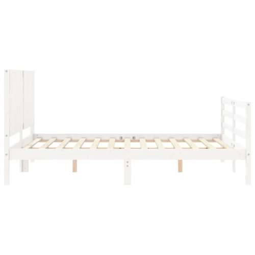 Okvir za krevet s uzglavljem sivi 160 x 200 cm od masivnog drva - Bijela 160 x 200 cm Cijena