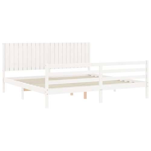 Okvir za krevet s uzglavljem bijeli 200x200 cm od masivnog drva - Bijela 200 x 200 cm Cijena