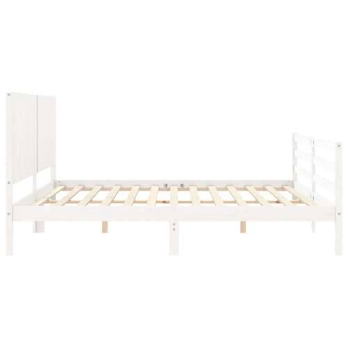 Okvir za krevet s uzglavljem bijeli 200x200 cm od masivnog drva - Bijela 200 x 200 cm Cijena