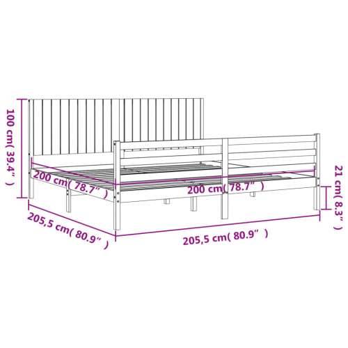 Okvir za krevet s uzglavljem bijeli 200x200 cm od masivnog drva - Bijela 200 x 200 cm Cijena