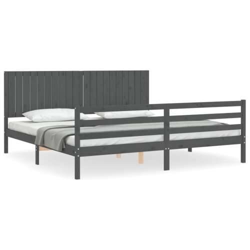Okvir za krevet s uzglavljem sivi 200 x 200 cm od masivnog drva Cijena