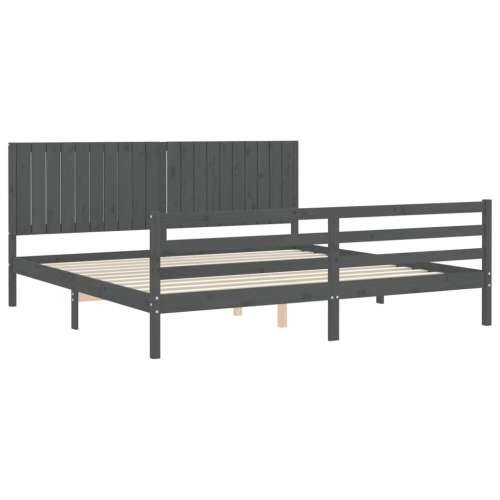 Okvir za krevet s uzglavljem sivi 200 x 200 cm od masivnog drva Cijena