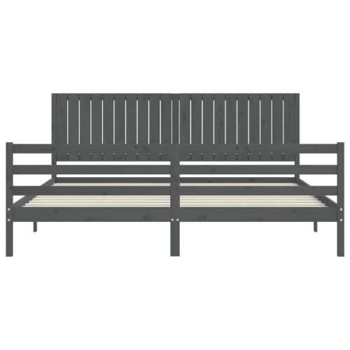 Okvir za krevet s uzglavljem sivi 200 x 200 cm od masivnog drva Cijena