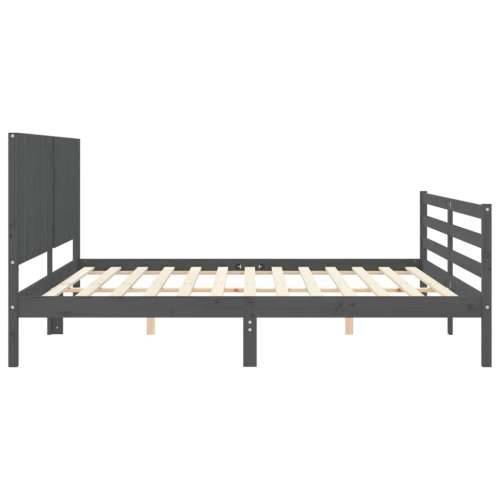 Okvir za krevet s uzglavljem sivi 200 x 200 cm od masivnog drva Cijena