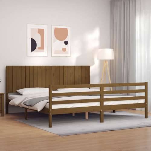 Okvir kreveta s uzglavljem boja meda 200x200cm od masivnog drva