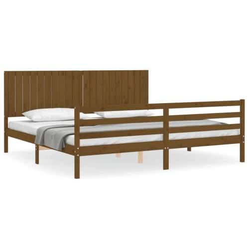 Okvir kreveta s uzglavljem boja meda 200x200cm od masivnog drva Cijena
