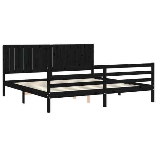 Okvir za krevet s uzglavljem crni 200 x 200 cm od masivnog drva Cijena