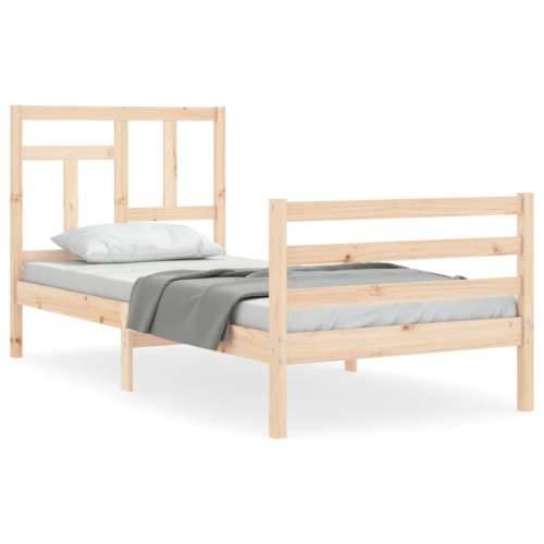 Okvir kreveta s uzglavljem za jednu osobu od masivnog drva - Prirodna 90 x 190 cm Cijena
