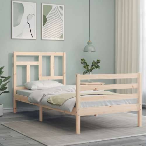Okvir kreveta s uzglavljem za jednu osobu od masivnog drva - Prirodna 90 x 190 cm Cijena