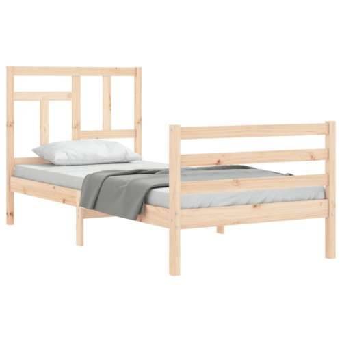 Okvir kreveta s uzglavljem za jednu osobu od masivnog drva - Prirodna 90 x 190 cm Cijena