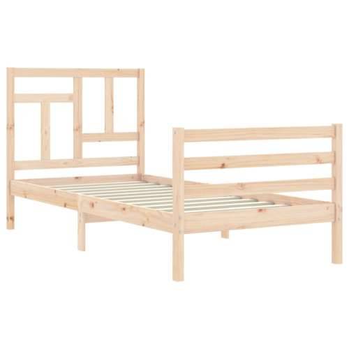 Okvir kreveta s uzglavljem za jednu osobu od masivnog drva - Prirodna 90 x 190 cm Cijena