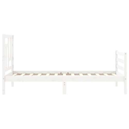 Okvir kreveta s uzglavljem bijeli za jednu osobu masivno drvo - Bijela 90 x 190 cm Cijena