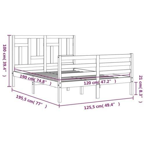 Okvir kreveta s uzglavljem bijeli mali bračni masivno drvo - Bijela 120 x 190 cm Cijena