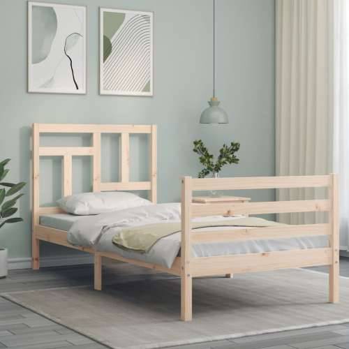 Okvir kreveta s uzglavljem 90 x 200 cm od masivnog drva - Prirodna 90 x 200 cm Cijena