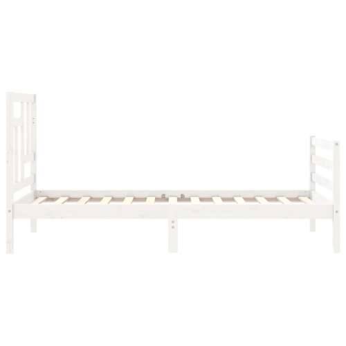 Okvir kreveta s uzglavljem bijeli 90 x 200 cm od masivnog drva - Bijela 90 x 200 cm Cijena