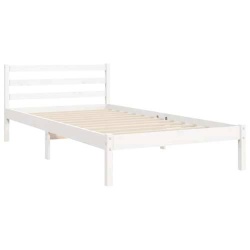 Okvir kreveta s uzglavljem bijeli 90 x 200 cm od masivnog drva - Bijela 90 x 200 cm Cijena