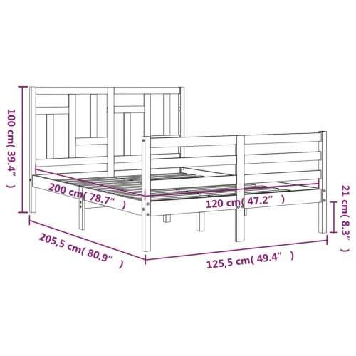 Okvir kreveta s uzglavljem bijeli 120 x 200 cm od masivnog drva - Bijela 120 x 200 cm Cijena