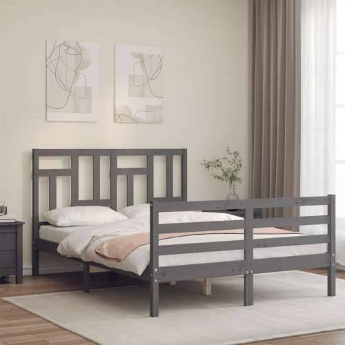 Okvir za krevet s uzglavljem sivi 140x200cm od masivnog drva