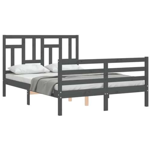 Okvir za krevet s uzglavljem sivi 140x200cm od masivnog drva Cijena