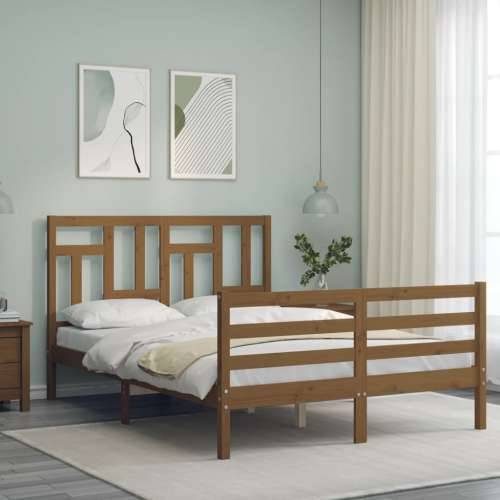 Okvir kreveta s uzglavljem boja meda 140 x 200 cm masivno drvo Cijena