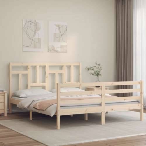 Okvir kreveta s uzglavljem 160 x 200 cm od masivnog drva - Prirodna 160 x 200 cm Cijena