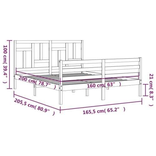 Okvir za krevet s uzglavljem sivi 160 x 200 cm od masivnog drva Cijena