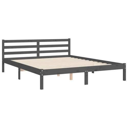 Okvir kreveta s uzglavljem sivi 160 x 200 cm od masivnog drva Cijena