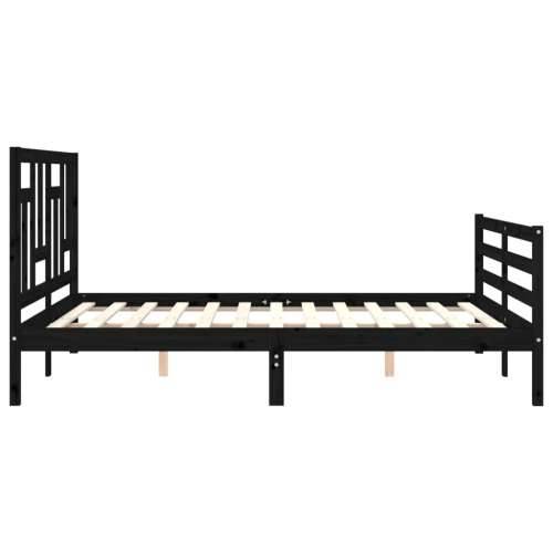 Okvir kreveta s uzglavljem crni 160 x 200 cm od masivnog drva Cijena