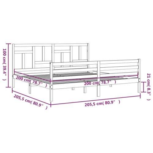 Okvir kreveta s uzglavljem 200 x 200 cm od masivnog drva - Prirodna 200 x 200 cm Cijena