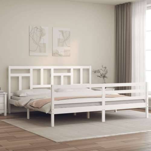 Okvir za krevet s uzglavljem bijeli 200x200 cm od masivnog drva - Bijela 200 x 200 cm Cijena