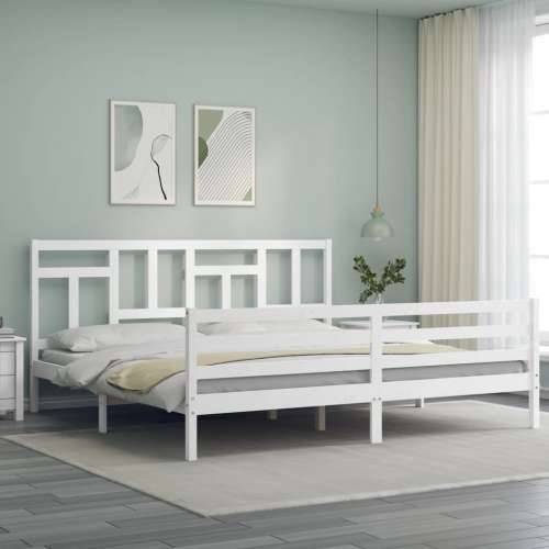 Okvir za krevet s uzglavljem bijeli 200x200 cm od masivnog drva - Bijela 200 x 200 cm Cijena