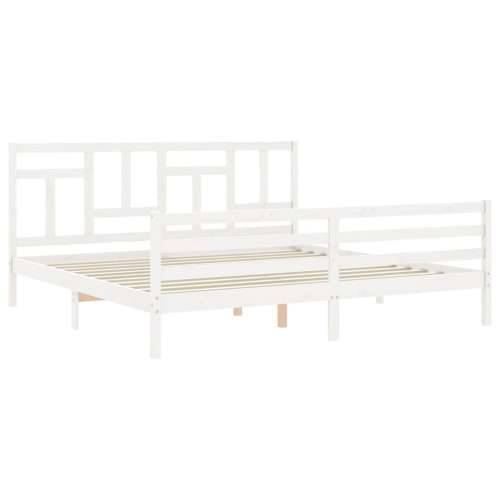 Okvir za krevet s uzglavljem bijeli 200x200 cm od masivnog drva - Bijela 200 x 200 cm Cijena