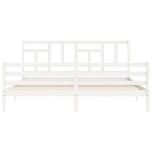 Okvir za krevet s uzglavljem bijeli 200x200 cm od masivnog drva - Bijela 200 x 200 cm Cijena
