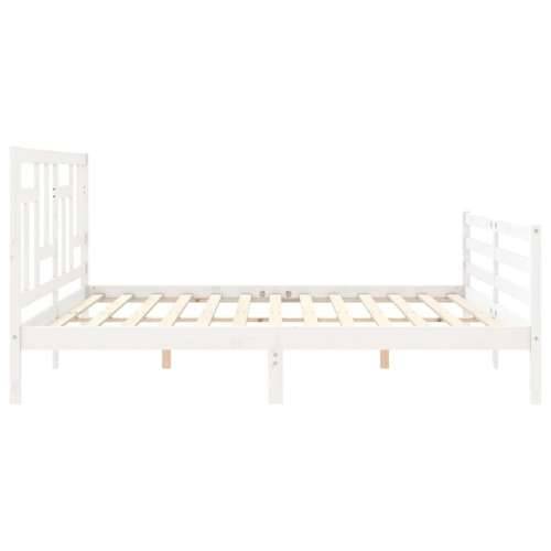 Okvir za krevet s uzglavljem bijeli 200x200 cm od masivnog drva - Bijela 200 x 200 cm Cijena