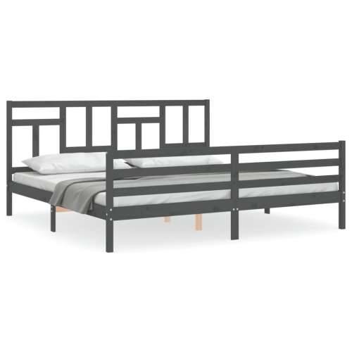 Okvir za krevet s uzglavljem sivi 200 x 200 cm od masivnog drva - Siva 200 x 200 cm Cijena