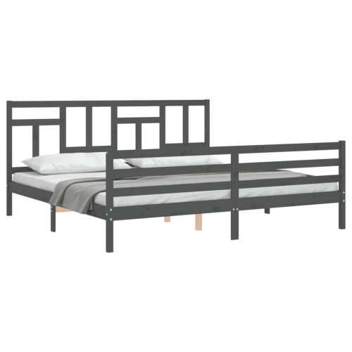 Okvir za krevet s uzglavljem sivi 200 x 200 cm od masivnog drva - Siva 200 x 200 cm Cijena