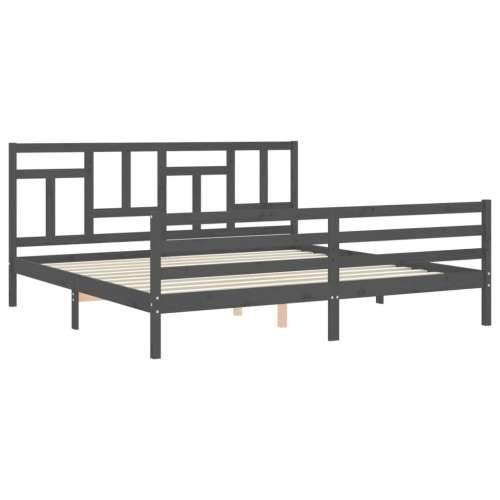 Okvir za krevet s uzglavljem sivi 200 x 200 cm od masivnog drva - Siva 200 x 200 cm Cijena