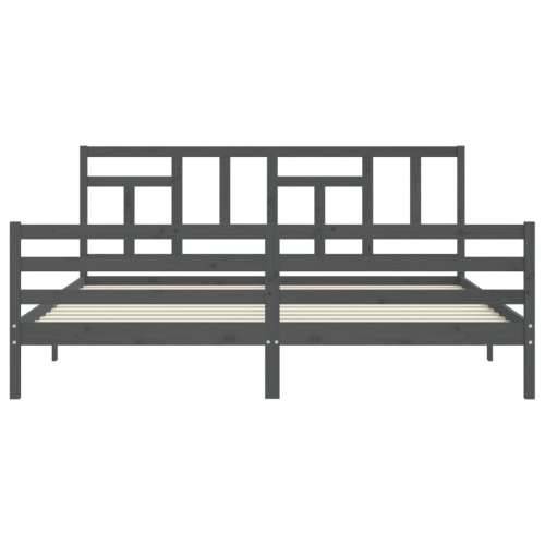 Okvir za krevet s uzglavljem sivi 200 x 200 cm od masivnog drva - Siva 200 x 200 cm Cijena