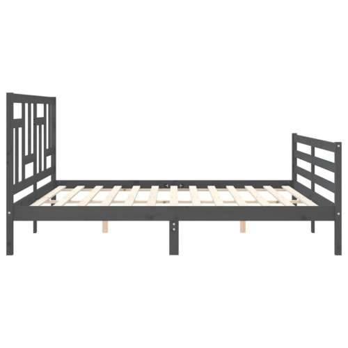 Okvir za krevet s uzglavljem sivi 200 x 200 cm od masivnog drva - Siva 200 x 200 cm Cijena