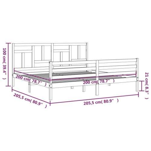 Okvir za krevet s uzglavljem sivi 200 x 200 cm od masivnog drva - Siva 200 x 200 cm Cijena