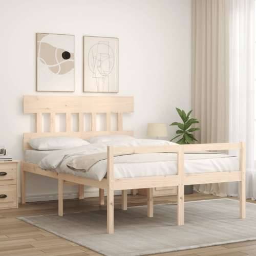 Krevet za starije s uzglavljem 140x190 cm od masivnog drva - Prirodna 140 x 190 cm Visoko Cijena