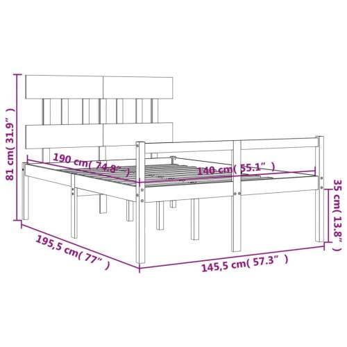 Krevet za starije s uzglavljem 140x190 cm od masivnog drva - Prirodna 140 x 190 cm Visoko Cijena