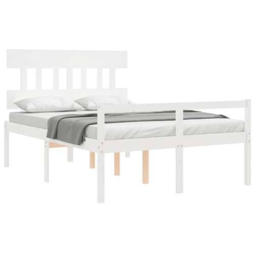 Okvir kreveta s uzglavljem bijeli 140 x 190 cm od masivnog drva Cijena