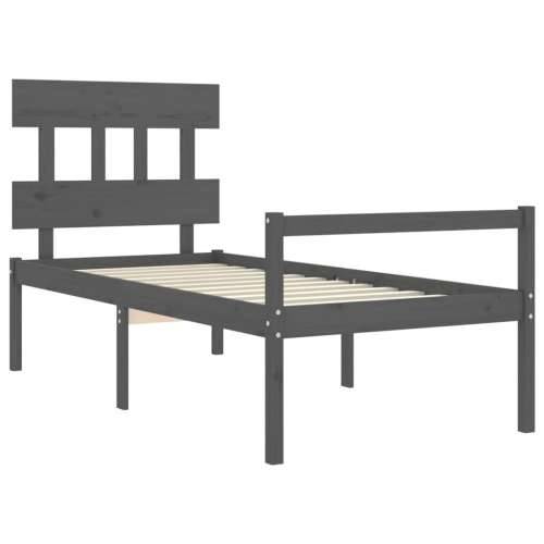 Okvir za krevet s uzglavljem sivi 100x200 cm od masivnog drva Cijena