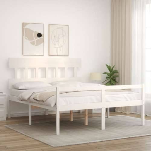 Krevet za starije s uzglavljem bijeli bračni od masivnog drva Cijena
