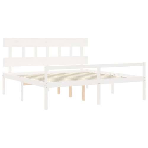 Okvir za krevet s uzglavljem bijeli 200x200 cm od masivnog drva Cijena